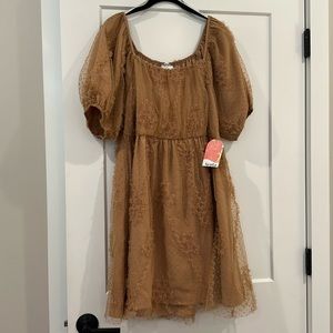 NWT ARULA Layered Tulle Mini Dress in Latte - size XL